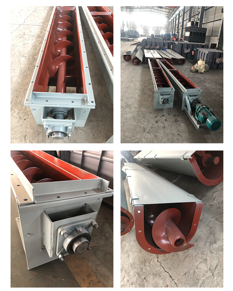 U型螺旋輸送機細(xì)節(jié)展示，采用不銹鋼材質(zhì)，輸送穩(wěn)定